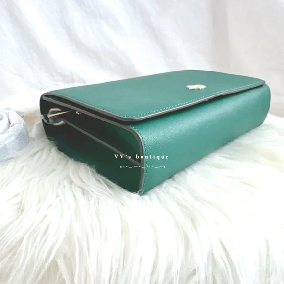 NWT Tory Burch Emerson Combo Leather Crossbody Emerald Stone Forest Green 58440
